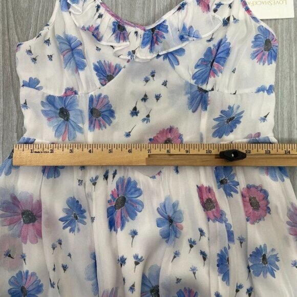 LoveShackFancy Junia Maxi Floral Ruffle Slit V Neck Dress Deep Cotton Candy 6 - Picture 14 of 14